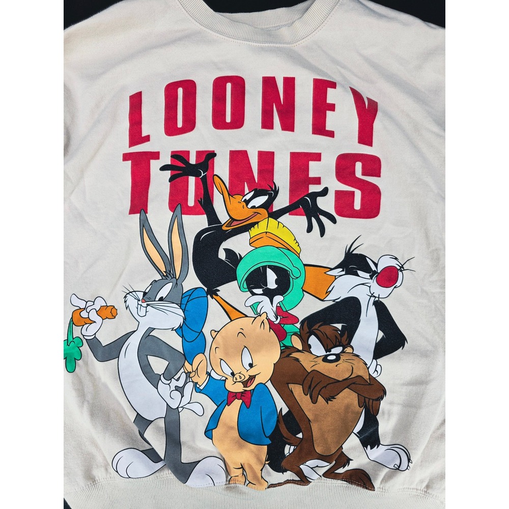 Looney Tunes‎ Crewneck Sweatshirt Bugs Bunny Taz Daffy Bird Cartoon M Medium - Picture 6 of 15